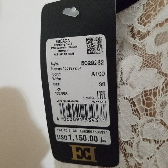 Escada white lace blouse 38 short sleeve - Picture 3 of 3